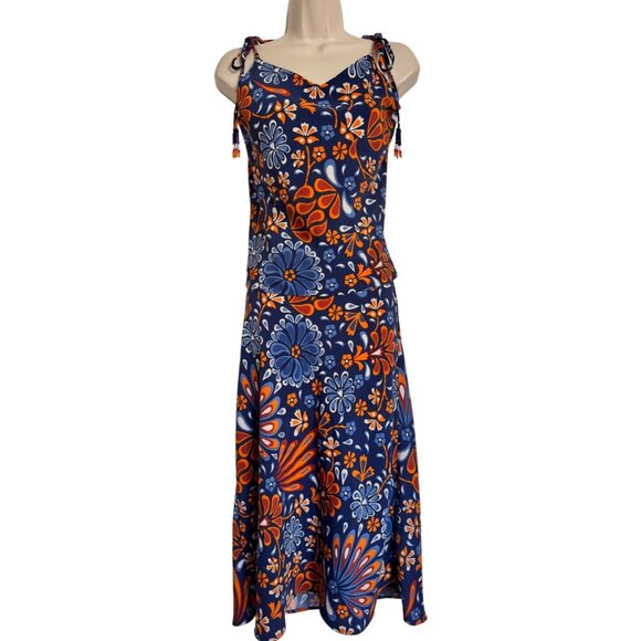 Sigrid Olsen Floral Size XS/S Two Pieces Skirt Tank Top Blue Orange NWT - Picture 11 of 13